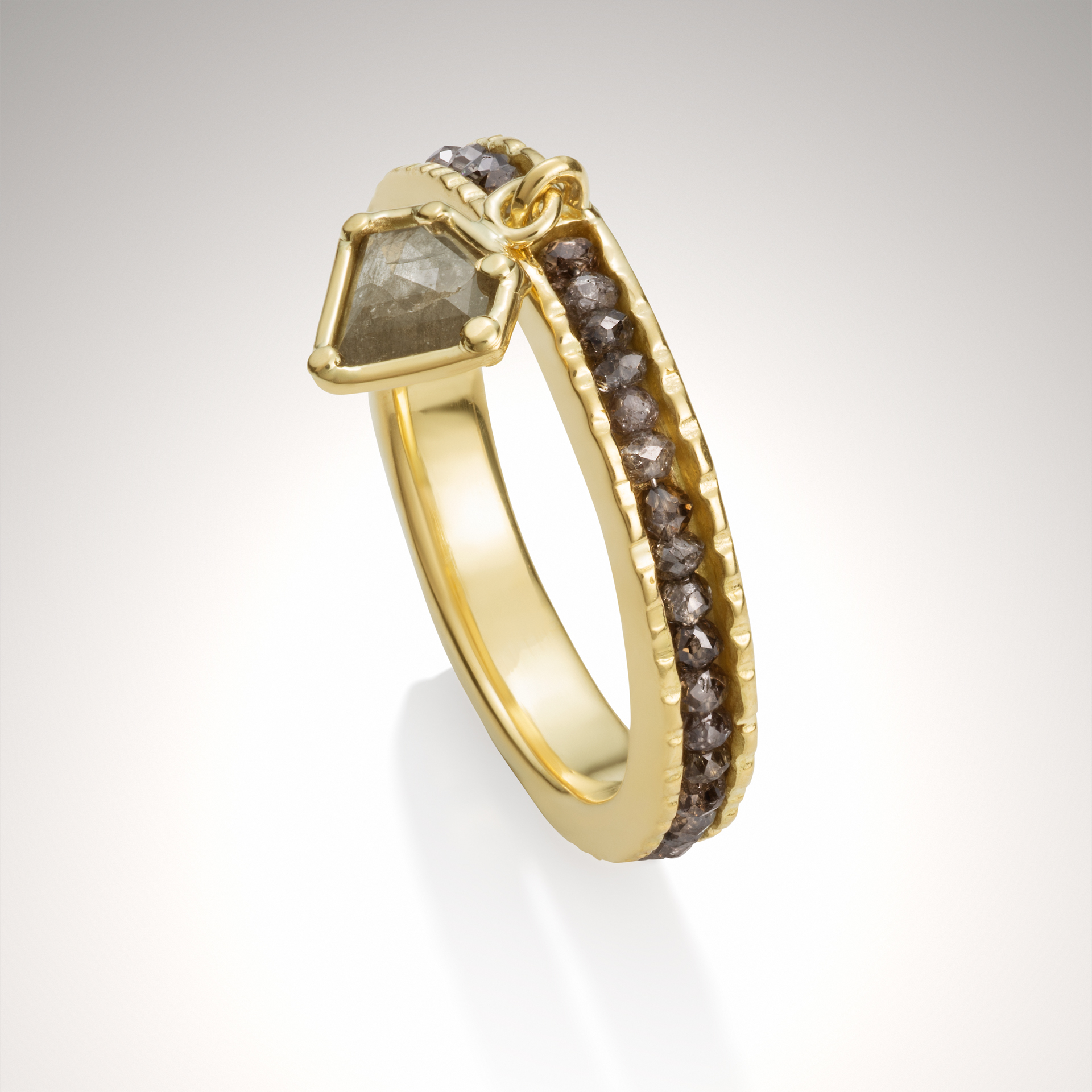 18K Brown Diamond Charm Ring