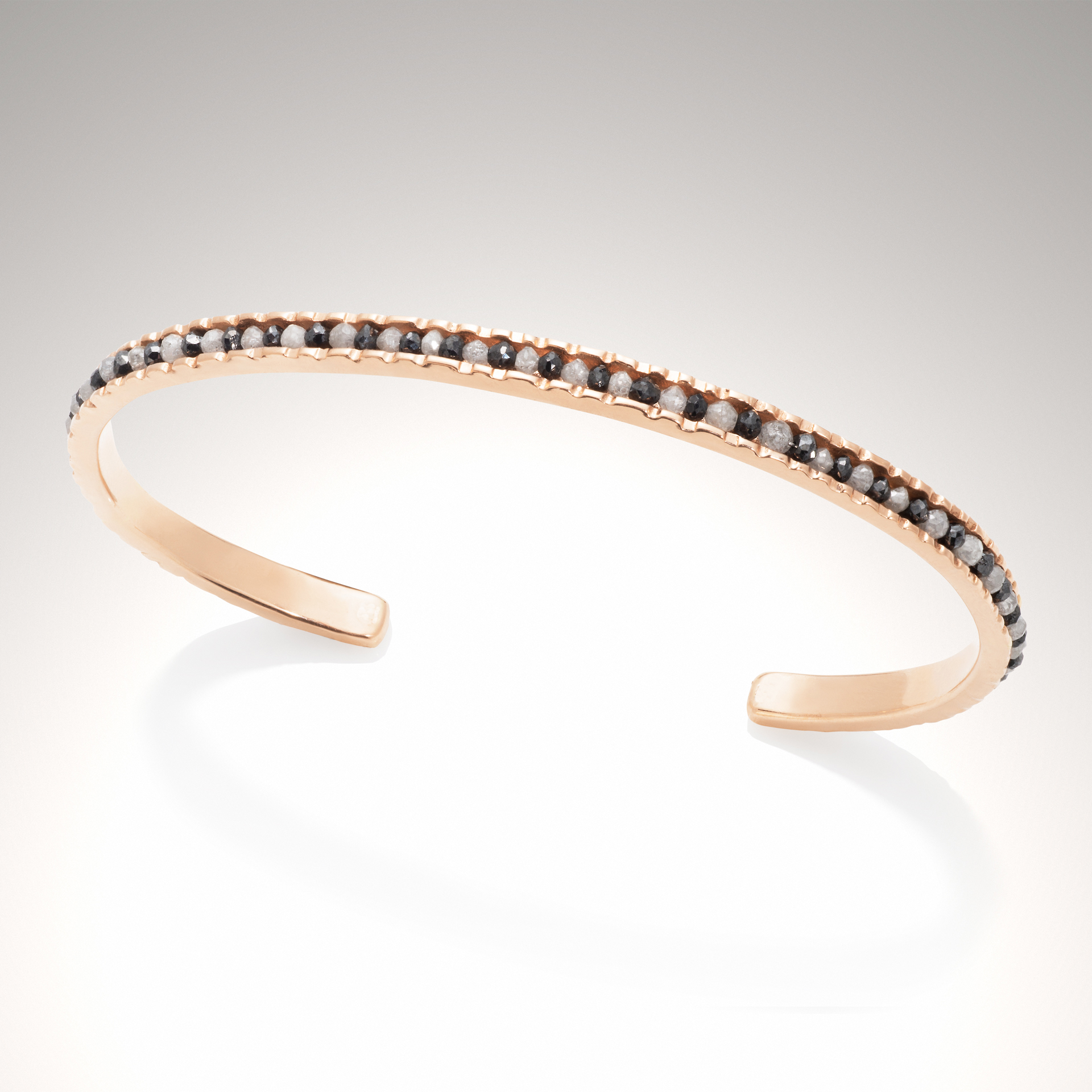 14KR Coin Cuff with Black & White Diamonds